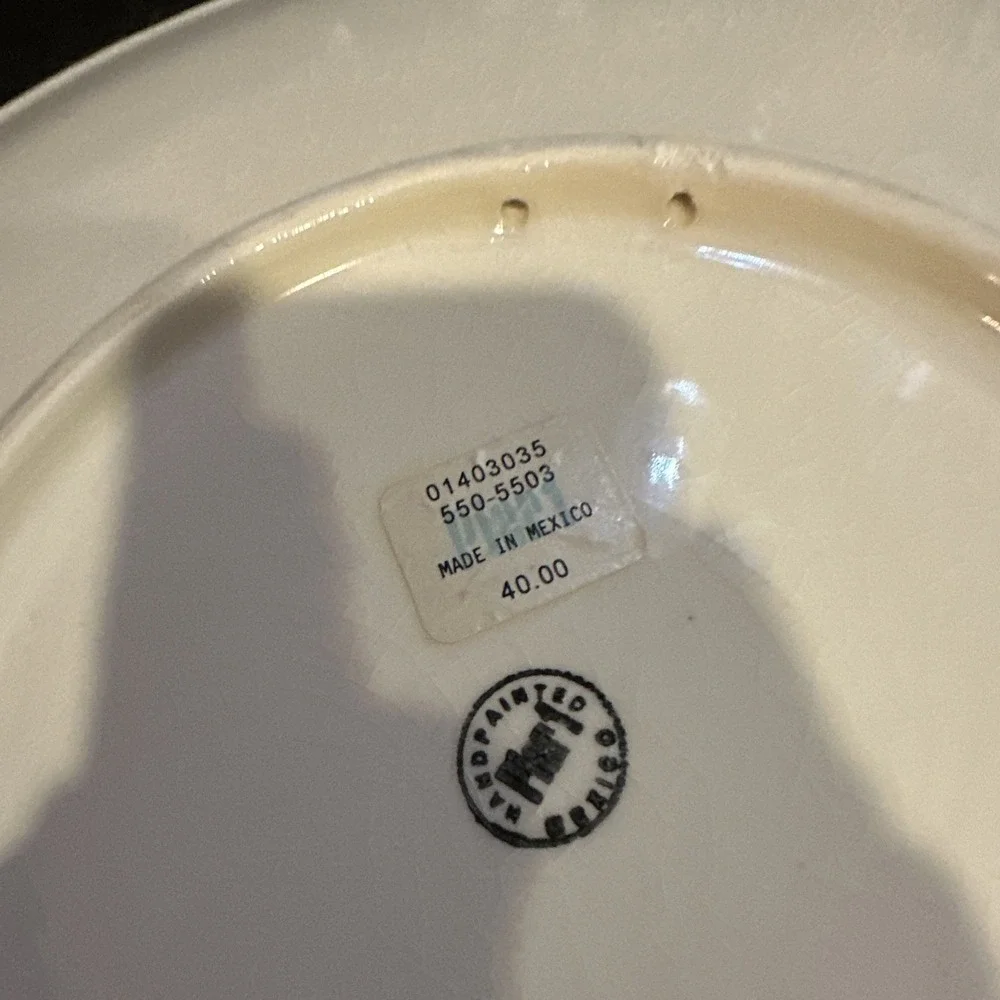 Pier 1 Imports Hand Painted Floral Ceramic Charger Plate Mexico 15.5in 550-5503